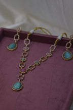 Sea Green Semi Precious Stone Studed Necklace Set