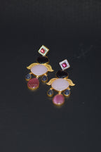 Elegant Jade Drop Dangler Earrings - Multi-Stone Statement Jewelry