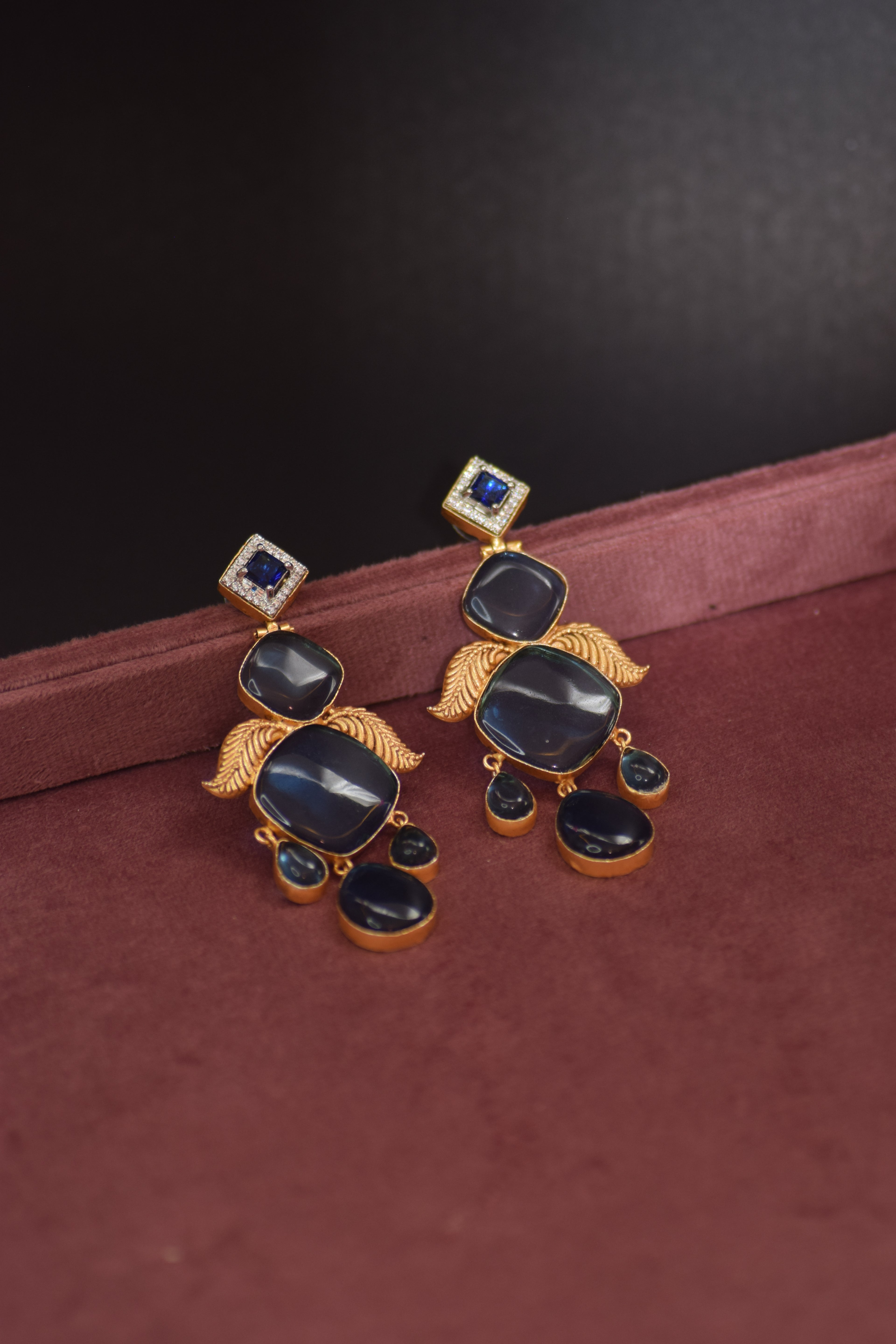 Luxurious Blue Sapphire Drop Earrings - Crystal Statement Jewelry