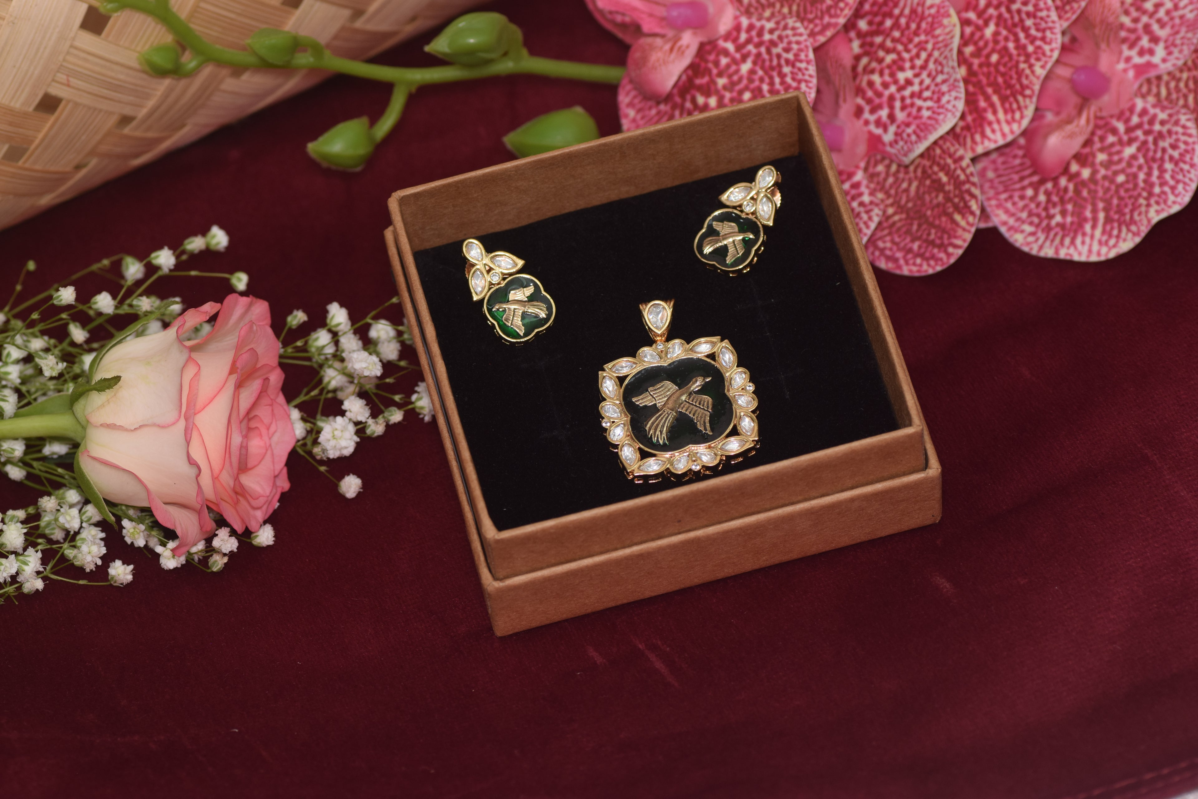 Crystal Pendant & Earrings Jewelry Set