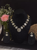 Traditional Kundan Jewelry Set - Gold Plated Necklace & Earrings with Pearl Accents