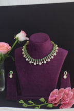 Emerald Green Victorian Necklace Set with Gold Plating - Traditional Indian Jewelry