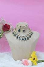 Emerald Green Victorian American Diamond Necklace Set