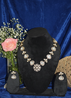 Traditional Kundan Jewelry Set - Gold Plated Necklace & Earrings with Pearl Accents