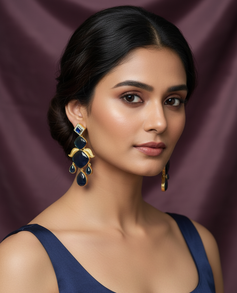 Luxurious Blue Sapphire Drop Earrings - Crystal Statement Jewelry