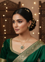 Green Meenakari Kundan Pendant & Earrings Set with Flying Bird