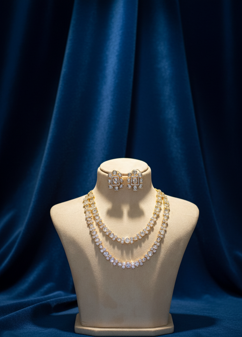 Moissanite Polki Two Layer Set with studs