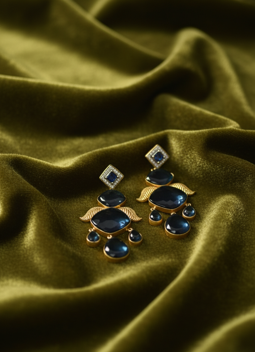 Luxurious Blue Sapphire Drop Earrings - Crystal Statement Jewelry