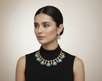 Elegant Turquoise & Gold Statement Jewelry Set - Necklace & Earrings