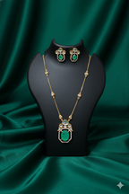 Emerald Diamond Jewelry Set - Elegant Necklace & Earrings Collection