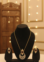 Classic Kundan Half-Moon Pendant Set - Red Colour