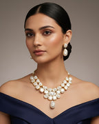 Baroque Pearl Necklace Set -Gold Finish