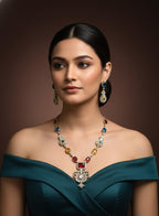 Luxury Multi-Stone Necklace and Earring Set - Victorian Statement Jewelry