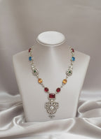 Luxury Multi-Stone Necklace and Earring Set - Victorian Statement Jewelry