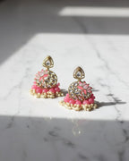 Pink Meenakari Lotus Chandbali Earrings - Lotus Chandbali